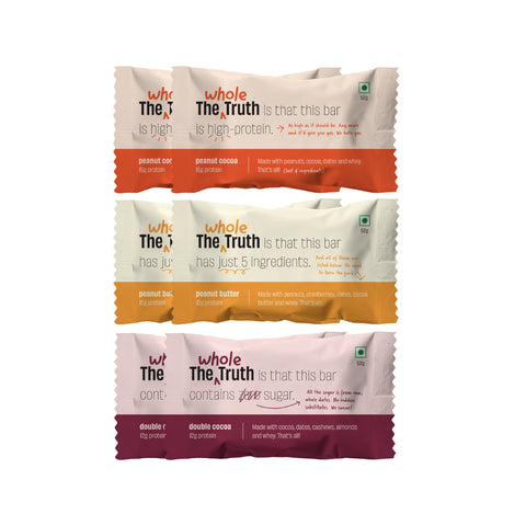 The Whole Truth Protein Bars | The Peanut Heavy Box | Pack of 6 (6 x 52g) | No Added Sugar | All Natural