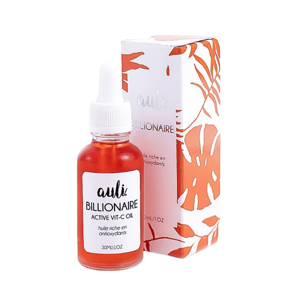 Auli Billionaire Vitamin C and Turmeric Facial Oil for all skin types, helps in moisturising dry flaky skin and repairs damaged skin - 30ML