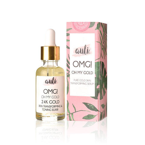 Auli OMG Facial Oil | Pure Rosehip & 24K Gold Flakes | For all skin types | Anti-ageing & Moisturizing | 30ml