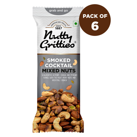 Nutty Gritties Smoked Cocktail Nut Mix - 240g (Pack of 6 x 40g each) - 240g