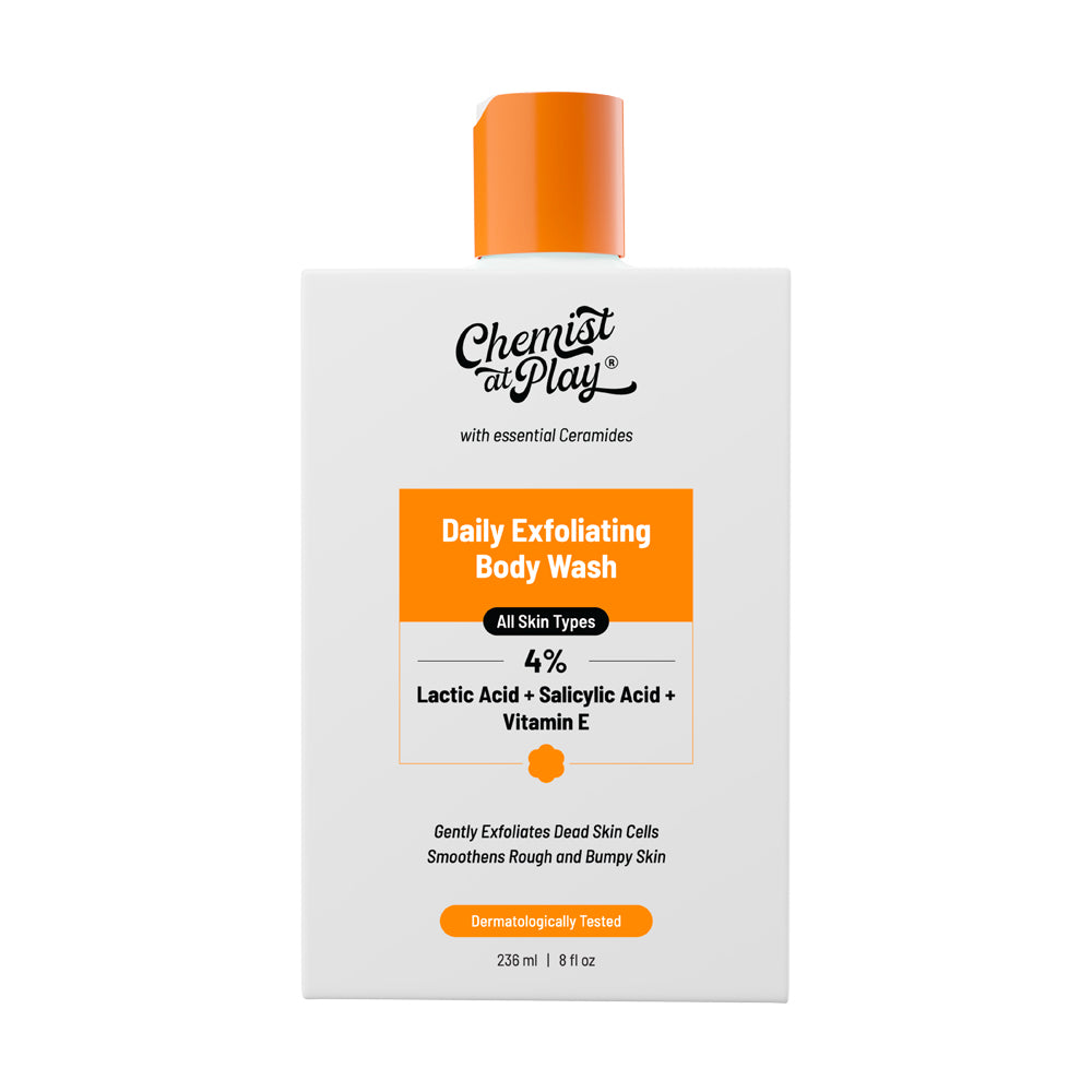 Chemist at Play Exfoliating Body Wash with Ceramides | 4% Lactic Acid + Salicylic Acid + Vitamin E | For Rough & Bumpy Skin | Gently Exfoliates & Makes Skin Smooth | 236 ml