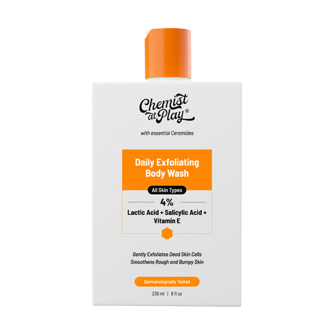 Chemist at Play Exfoliating Body Wash with Ceramides | 4% Lactic Acid + Salicylic Acid + Vitamin E | For Rough & Bumpy Skin | Gently Exfoliates & Makes Skin Smooth | 236 ml