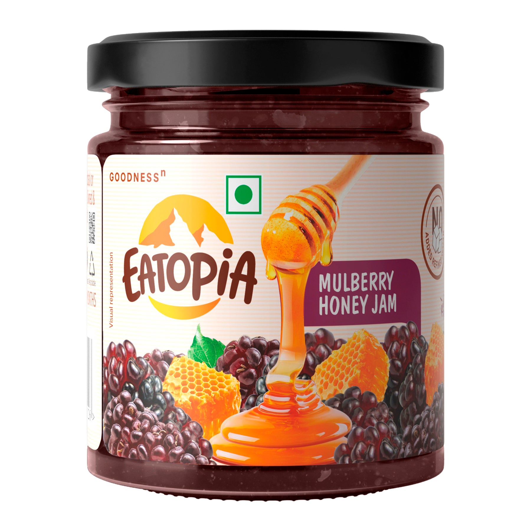 Eatopia Fruit Jam made with Pure Honey | No Refined sugar Mulberry Honey Jam-240gm