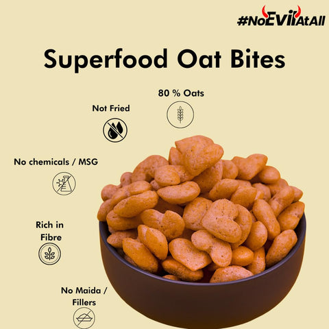 Eatopia Superfood Oat Bites - 2 BBQ + 2 Cheese Tomato + 2 Masala Crunch  - Pack of 6