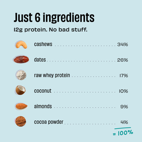 The Whole Truth - Protein Bars - Coconut Cocoa - Pack of 6 (6 x 52g) - No Added Sugar - All Natural