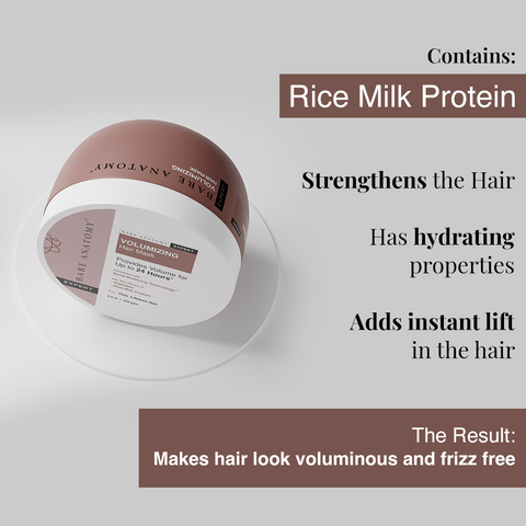 Bare Anatomy Volumizing Hair Mask With Peptides and Rice Milk, 24 hrs of Voluminous Hair, Get Thin to Thicker Hair, Fuller and Healthy Hair, Sulfate Free, Paraben Free, For Men and Women, 250 gm