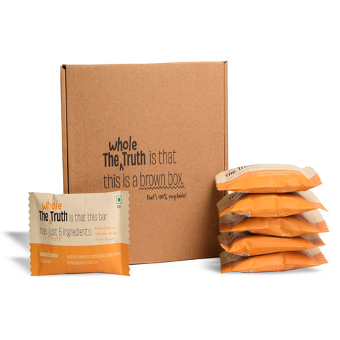 The Whole Truth - Protein Bars - Peanut Butter - Pack of 6 (6 x 52g) - No Added Sugar - All Natural