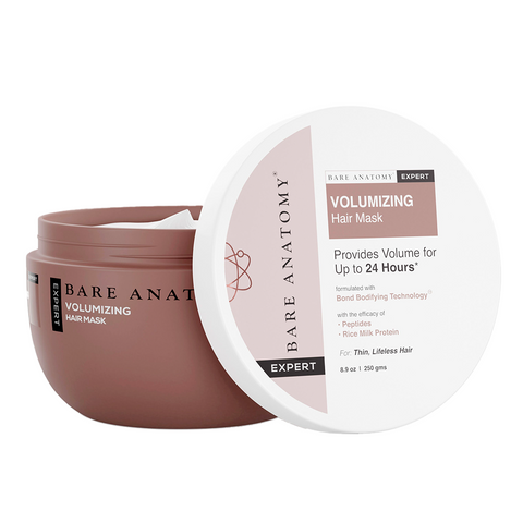 Bare Anatomy Volumizing Hair Mask With Peptides and Rice Milk, 24 hrs of Voluminous Hair, Get Thin to Thicker Hair, Fuller and Healthy Hair, Sulfate Free, Paraben Free, For Men and Women, 250 gm