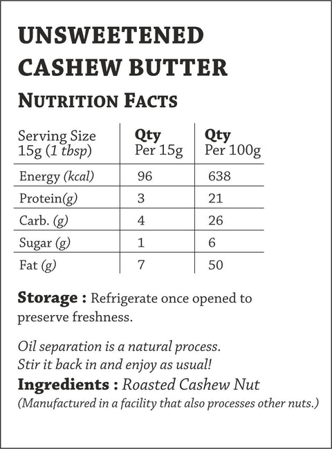 The Butternut Co. Cashew Butter Unsweetened 200 gms