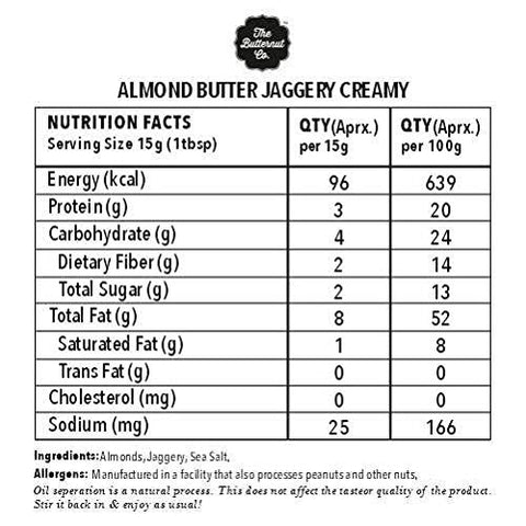 The Butternut Co. Jaggery Almond Butter Creamy 200 gms