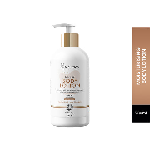 The Skin Story Deep Moisturising Body Lotion For Women| Relief from Dry Skin | All Skin Types | Moringa & Keratin | Volume Pack | 280ml