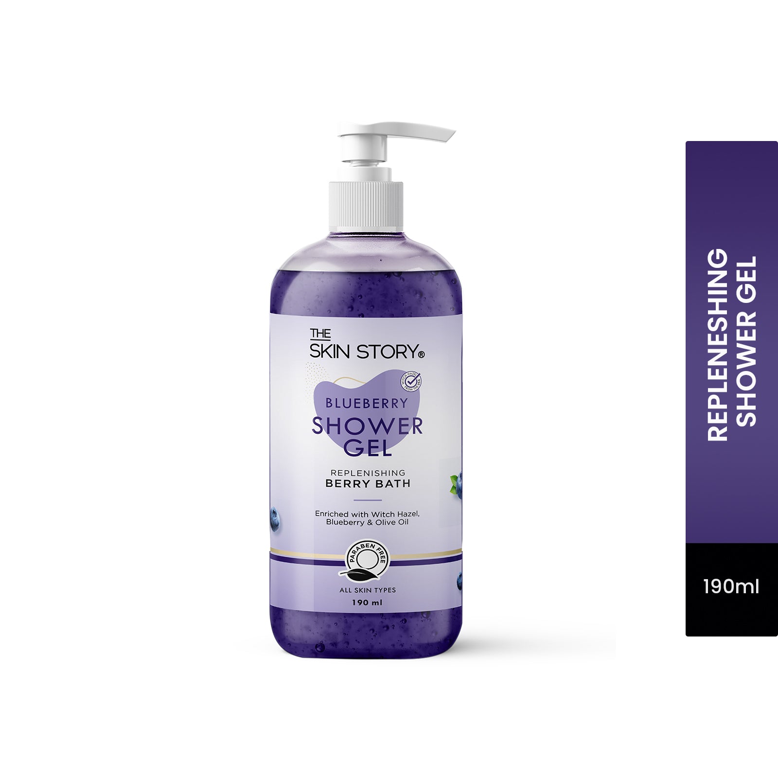 The Skin Story Refreshing Daily Shower Gel |Foaming & Deep Cleansing |Blueberry & Shea Butter Body Wash | 190ml