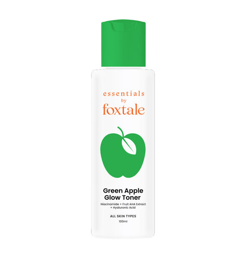 Foxtale Essentials Daily Green Apple Glow Toner with Niacinamide, Fruit AHA Extract and Hyaluronic Acid - Clinically Proven Brightening Ingredients, Suitable for All Skin Types, Men and Women - 100ml