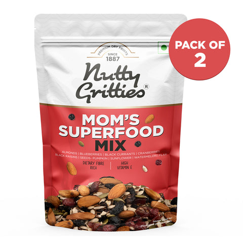 Nutty Gritties Mom's Superfood Mix, Roasted Seeds, Berries and Nuts Mix - 400g (2 Pack of 200g each)