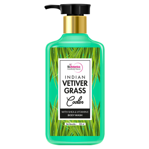 St.Botanica Indian Vetiver Grass Cooler Body Wash - With Shea & Vitamin E (Shower Gel), 250 ml