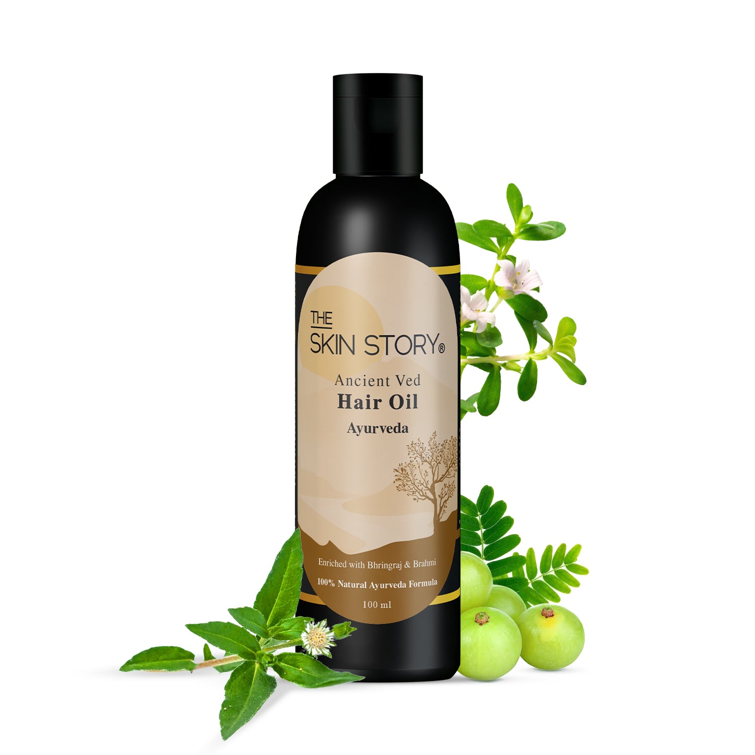 The Skin Story Ancient Ved Ayurvedic Hair Oil | Amla, Brahmi & Bhringraj | 100% Natural Ayurveda | 100 ml