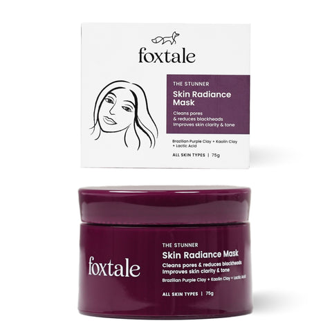 Foxtale Skin Radiance Mask, New Age Ubtan and Clay Mask, With Lactic Acid, Brazilian Purple Clay And Kaolin Clay for Instant Brightness and Tighten Pores, For All Skin Types, Men & Women, 75mg