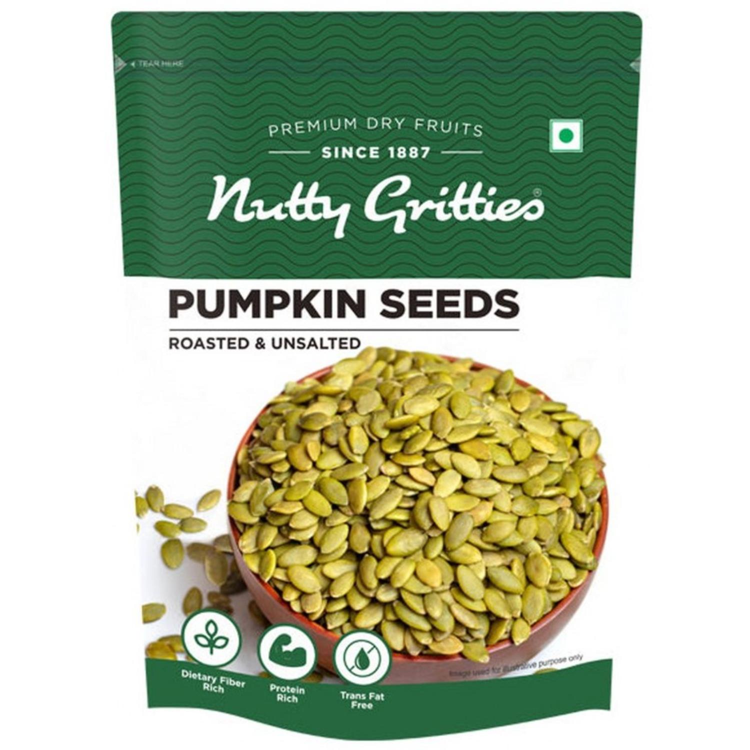 Nutty Gritties Roasted Pumpkin Seeds, Unsalted - 200g