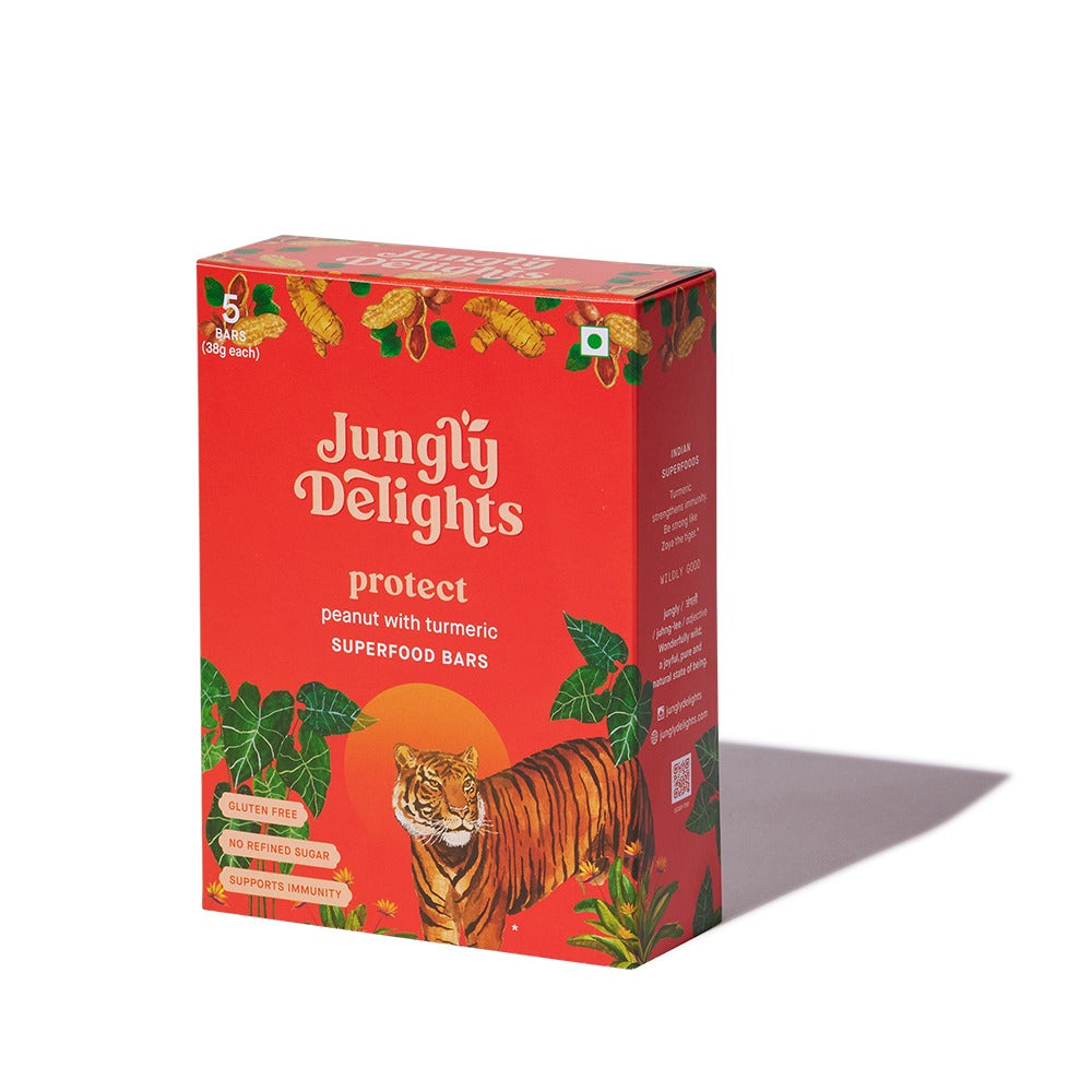 Jungly Delights Energy Bar | Peanut & Turmeric | Protect Superfood | 5NX38g