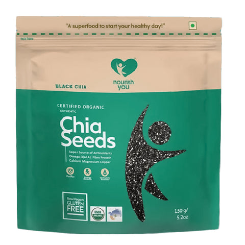 Nourish You Raw Black Chia Seeds , Rich in Antioxidants  , Omega- 3 -150g