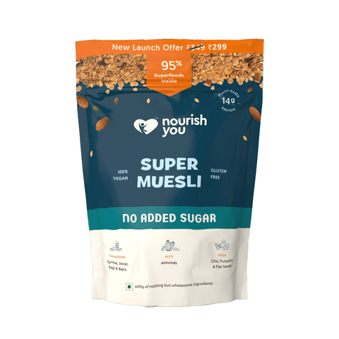 Nourish You Super Muesli - No Added Sugar, Healthy Breakfast Cereal , 400g