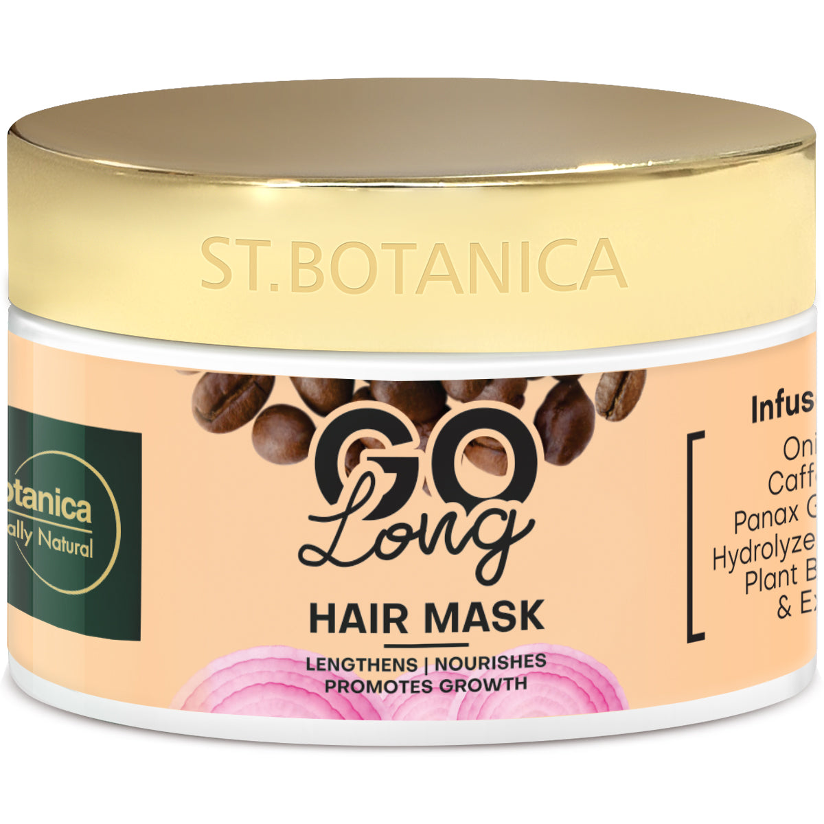 St.Botanica GO Long Onion Hair Mask - Infused With Onion Oil, Caffeine 1%, Hydrolyzed Keratin 2%, No Silicones - 200 g