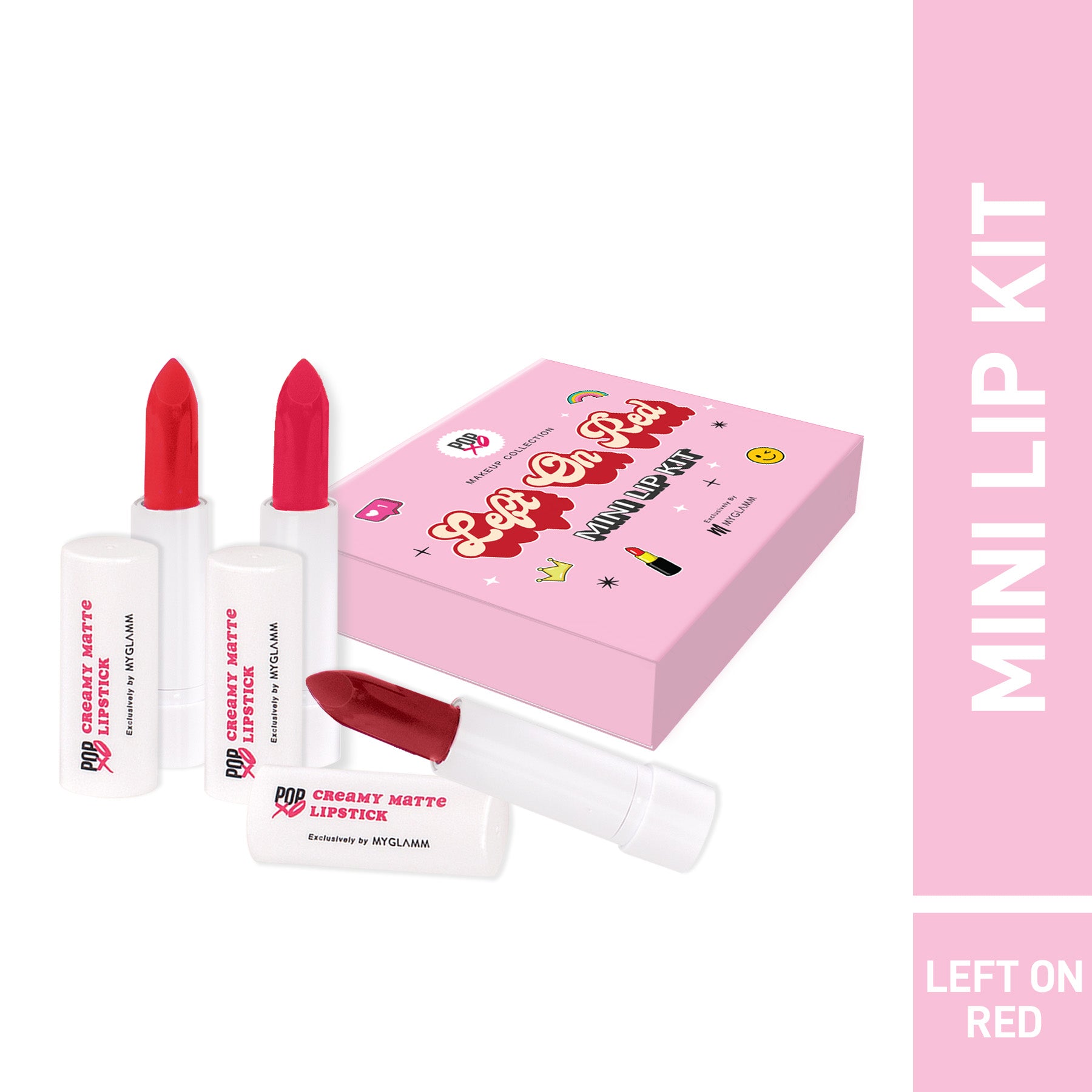 Myglamm Popxo Makeup - Mini Lip Kit-Left On Red-7.5g