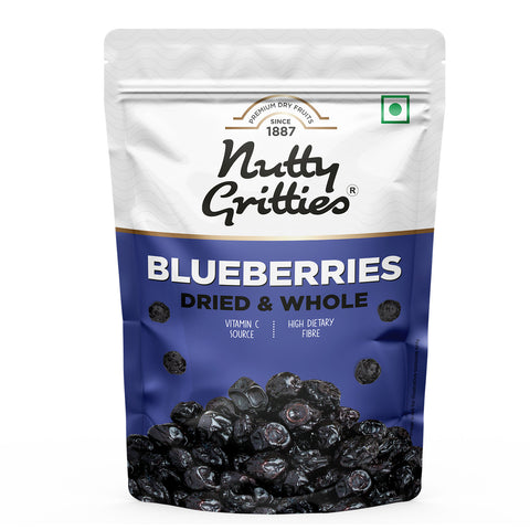 Nutty Gritties Blueberries Dried & Whole Healthy Snack - 300g (2 Pack of 150g each)