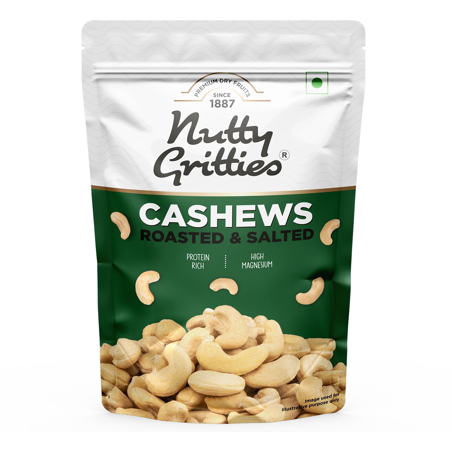 Nutty Gritties Roasted Cashews, Lightly Salted and Dry Roasted Healthy Snack - 200g