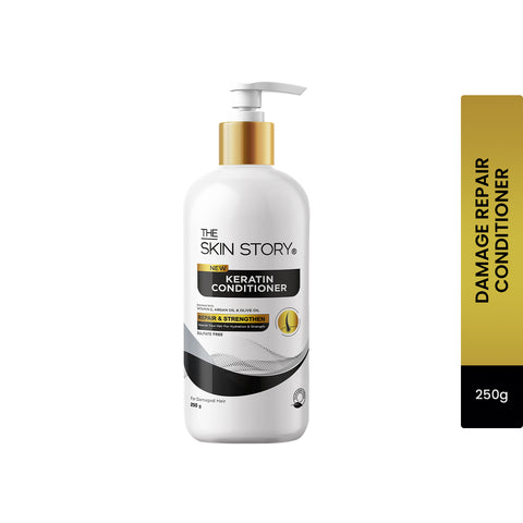 The Skin Story Keratin Smooth Hair Conditioner for Dry & Frizzy Hair| Sulphate Free Range |Soft & Silky Hair | All Hair Types | Split End & Damage Repair | Volume Pack | 250g