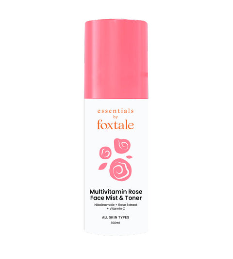 Foxtale Essentials Multivitamin Rose Mist & Toner with Niacinamide, Rose Extract, Vitamin C, Brightens and Hydrates Skin, Lightweight & Fast-Absorbing, For All Skin Types, Men & Women, 100 ml