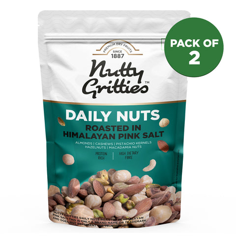 Nutty Gritties Daily Nuts Roasted in Himalayan Pink Salt - 400g (2 Pack of 200g each)