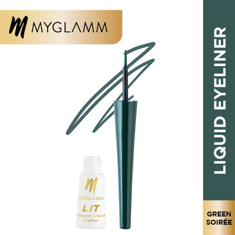 MyGlamm LIT Glossy Liquid Eyeliner-Green Soiree-3.5ml