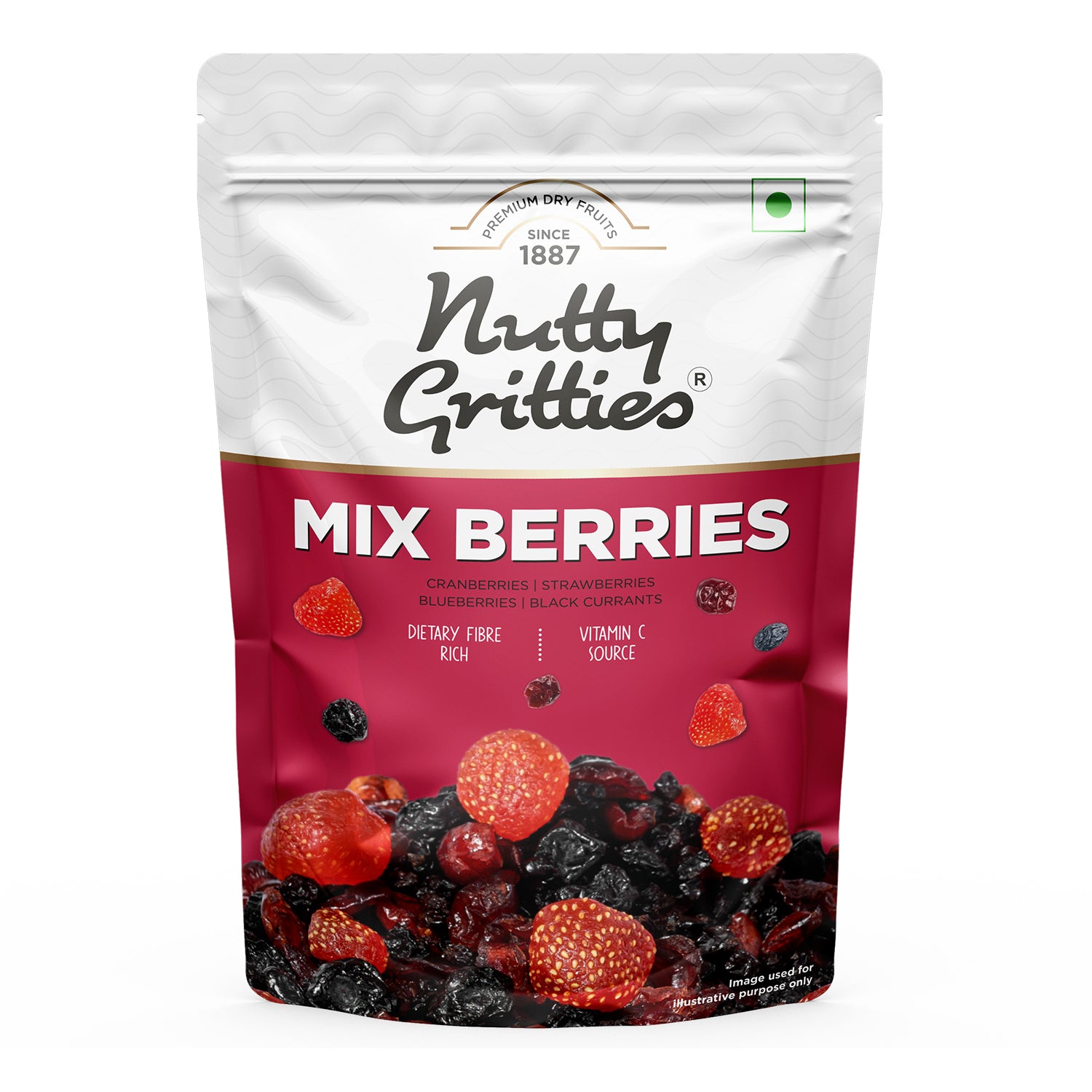 Nutty Gritties Mix Berries - Dried Cranberries, Blueberries, Strawberries, Black Currants - 200g