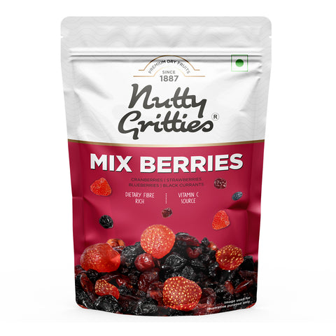 Nutty Gritties Mix Berries - Dried Cranberries, Blueberries, Strawberries, Black Currants - 200g