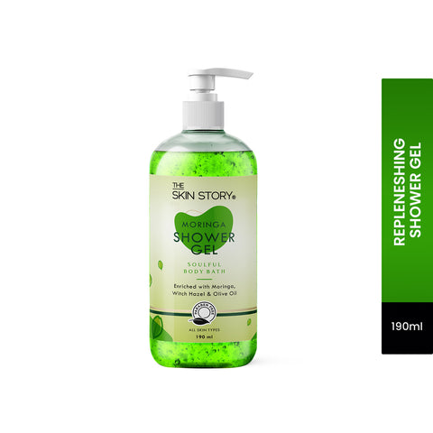 The Skin Story Refreshing Moringa Daily Shower Gel |Foaming & Deep Cleansing |Moringa & Shea Butter Body Wash for women| 190ml