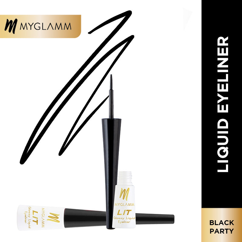 MyGlamm LIT Glossy Liquid Eyeliner-Black Party-3.5ml