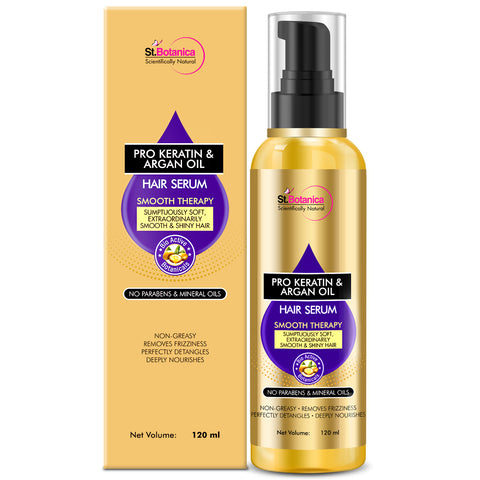 St.Botanica Pro Keratin & Argan Oil Smooth Therapy Hair Serum - For Soft, Smooth & Shiny Hair, 120ml