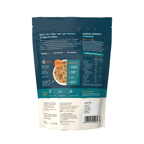 Nourish You Super Muesli - No Added Sugar, Healthy Breakfast Cereal , 400g