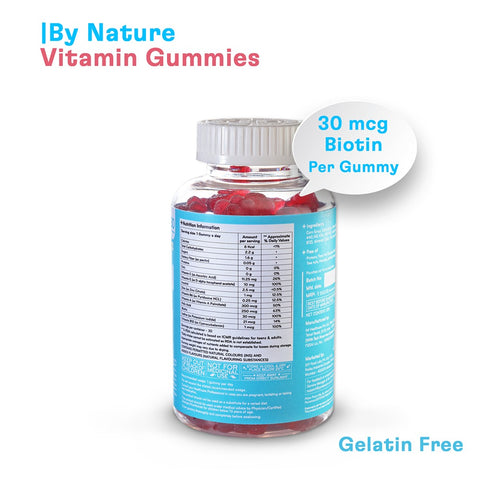 By Nature Hair Skin Nails Vitamin Gummies | Biotin | Folic Acid | Vitamins | (30 Days Pack)