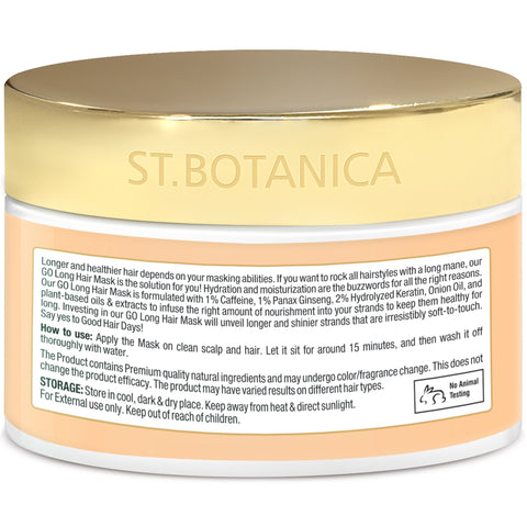 St.Botanica GO Long Onion Hair Mask - Infused With Onion Oil, Caffeine 1%, Hydrolyzed Keratin 2%, No Silicones - 200 g