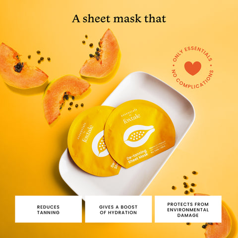 Foxtale Essentials Tan Removal Sheet Mask with Vitamin C and Papaya for Tan Removal, Men & Women, 26g