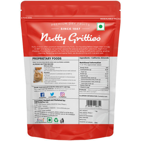 Nutty Gritties California Almonds - 1Kg