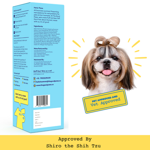 The Good Paws Ruffunzel Long Coat Dog Shampoo | Reduces tangles | Removes mats & Restores shine | All Natural Green Tea & Aloe Vera | Dog Shampoo For Shih Tzu, Golden Retriever, German Shepherd | Muskmelon (Allergen Free) 250 ml