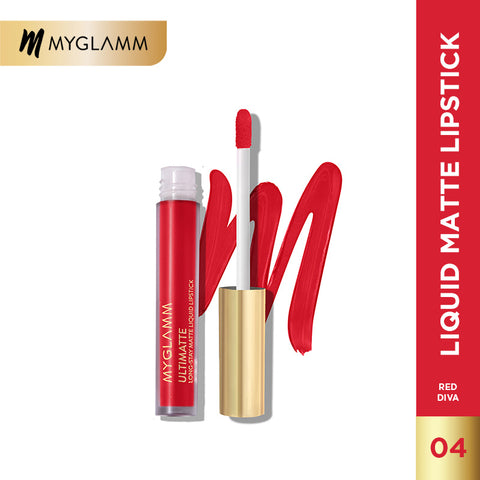 MyGlamm Ultimatte Long Stay Matte Liquid Lipstick-Red Diva-2.5ml