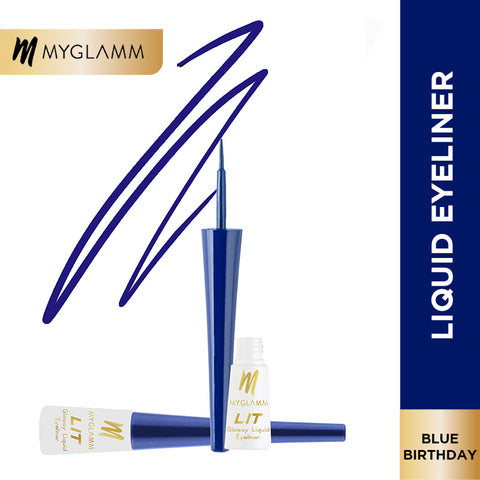 MyGlamm LIT Glossy Liquid Eyeliner-Blue Birthday-3.5ml