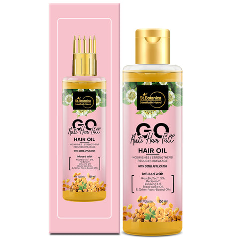 St.Botanica GO Mineral Anti Hair Fall Oil with Comb Applicator, Natural, RootBiotec 3%, Redensyl, Ginseng & Black Seed Oil & Other Botanicals, No Silicones, 150 ml