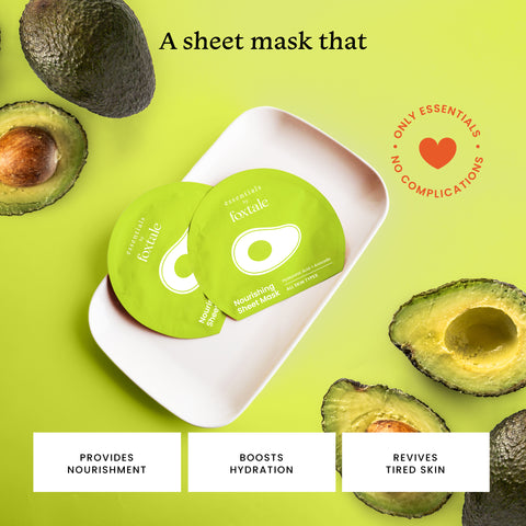 Foxtale Nourishing Sheet Mask with Hyaluronic Acid and Avocado for Nourishing & Hydration, Men & Women, 26g