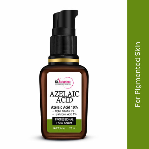 St.Botanica Azelaic Acid 10% + Alpha Arbutin 1% + Hyaluronic Acid 1% Face Serum for Pigmentation, Dark Spots & Uneven Skin Tone, 20 ml