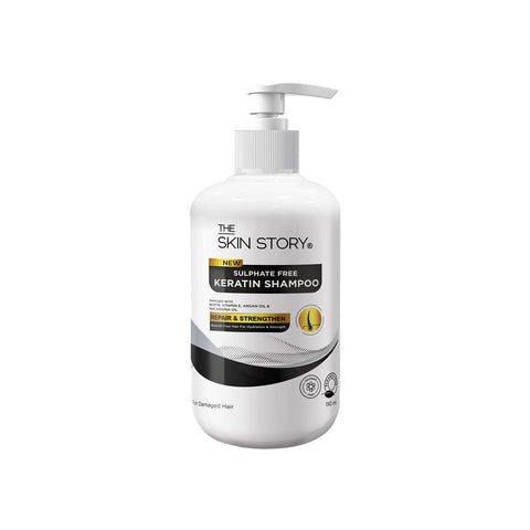 The Skin Story Keratin Shampoo For Women| Soft & Anti Frizz Hair | Split End & Damage Repair | Sulphate & Paraben Free Shampoo | 190ml